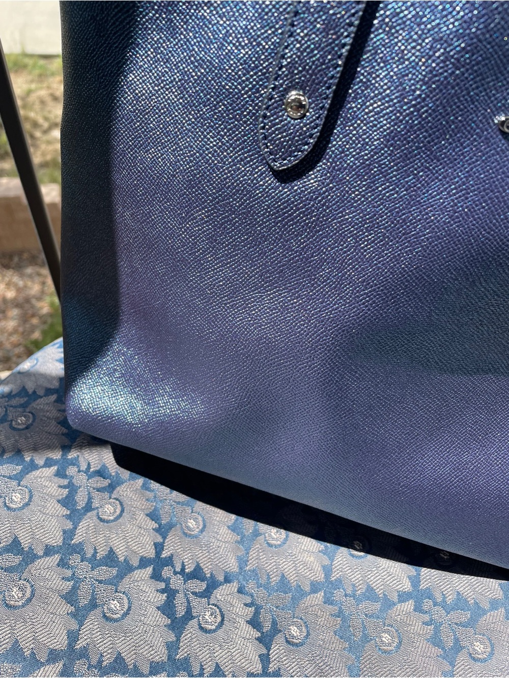 Coach metallic Blue Leather City Tote Zip Bag - 2017 - Picture 3 of 14